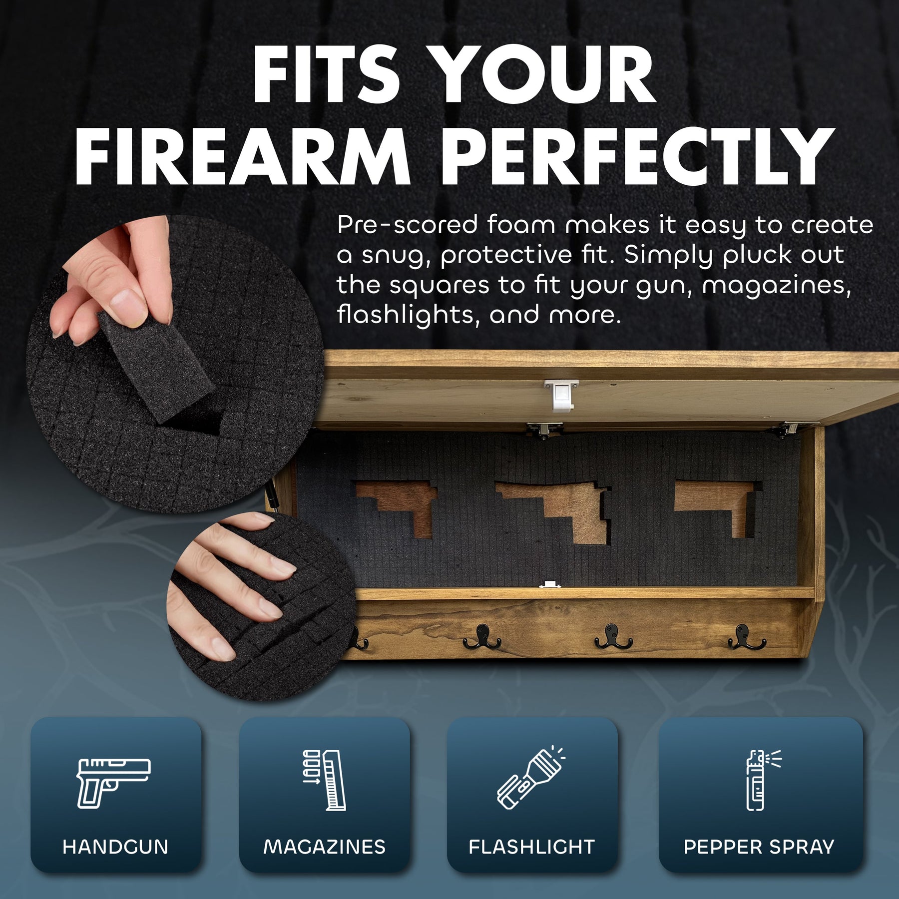 Family Tree Coat Rack Gun Concealment Decor - Handcrafted Wooden Gun Cabinets - Gun Shelf Hidden Storage for Rifles, Shotguns, & Handguns - Quick Acce by Bellewood Designs