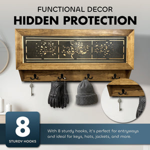Family Tree Coat Rack Gun Concealment Decor - Handcrafted Wooden Gun Cabinets - Gun Shelf Hidden Storage for Rifles, Shotguns, & Handguns - Quick Acce by Bellewood Designs