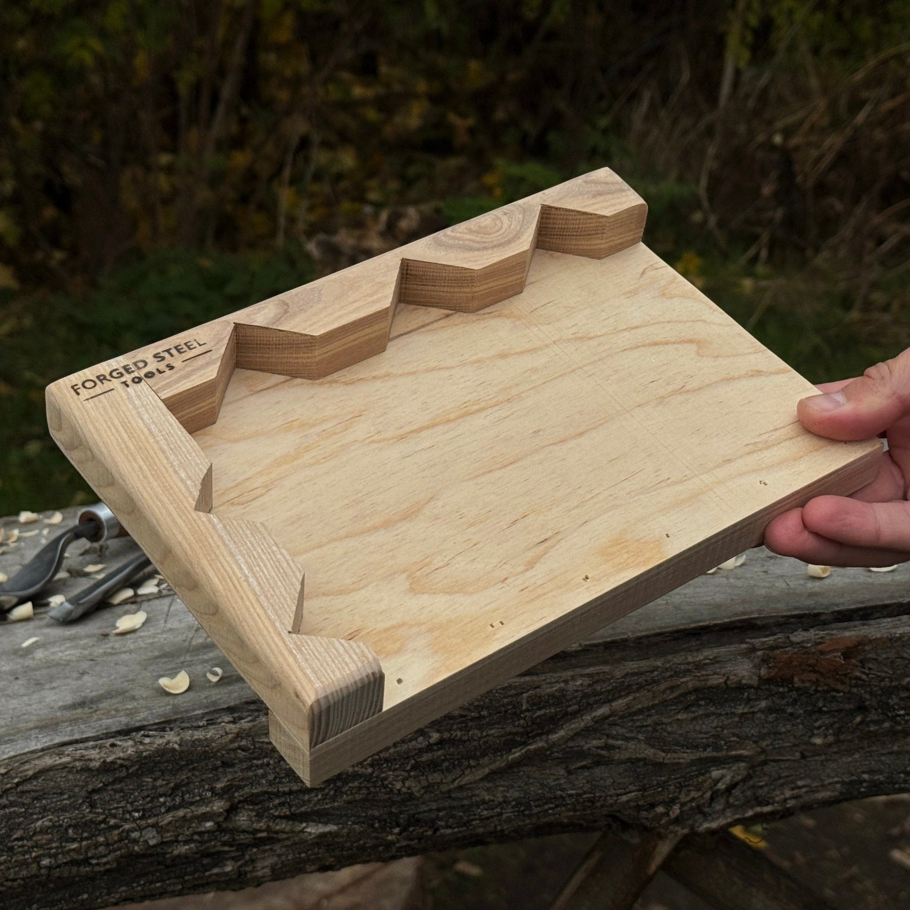 Wooden Bench Hook for Carving. Handcrafted Work Support for Wood Carving detail view by Sharky Forged Steel Tools