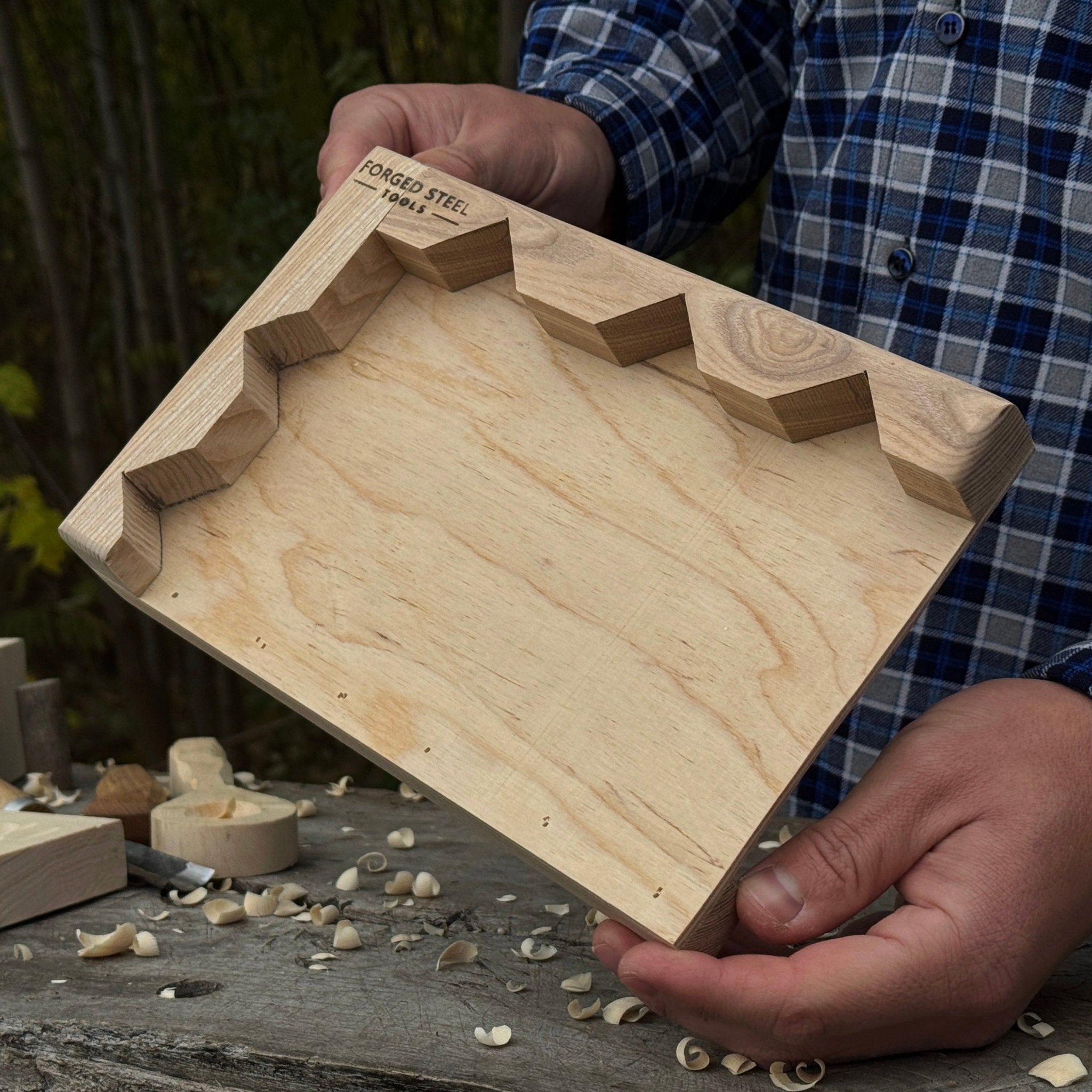 Wooden Bench Hook for Carving. Handcrafted Work Support for Wood Carving by Sharky Forged Steel Tools