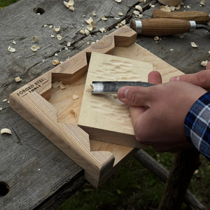 Wooden Bench Hook for Carving. Handcrafted Work Support for Wood Carving detail view by Sharky Forged Steel Tools