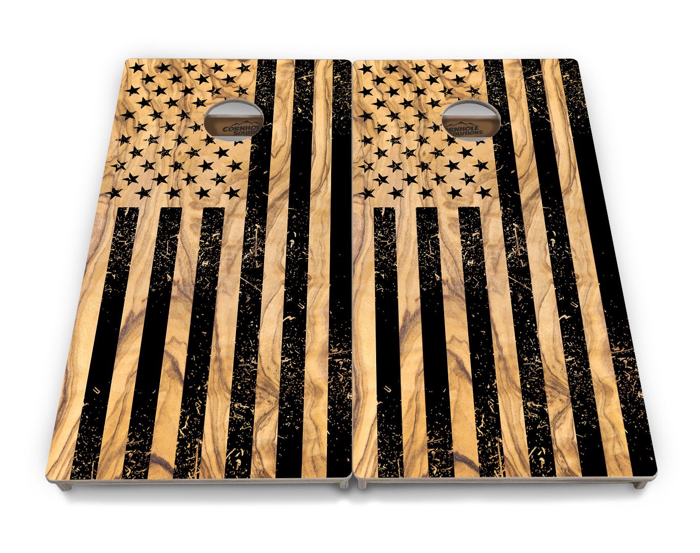 Light Wood Flag Cornhole Boards - Tournament Series