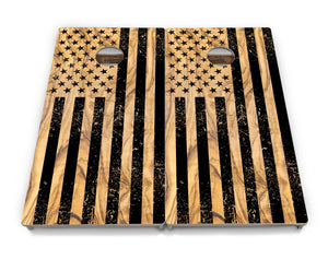 Light Wood Flag Cornhole Boards - Tournament Series