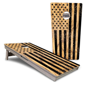 Light Wood Flag Cornhole Boards - Tournament Series