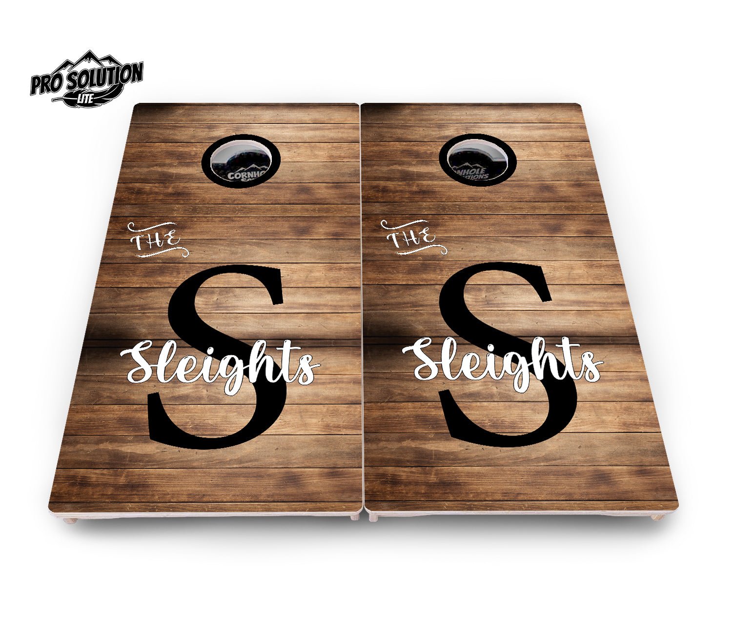 Wood Slat Letter Name Cornhole Boards - Pro Solution Lite Series