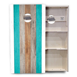 Beach Theme Stripe Cornhole Boards - Professional Tournament Series