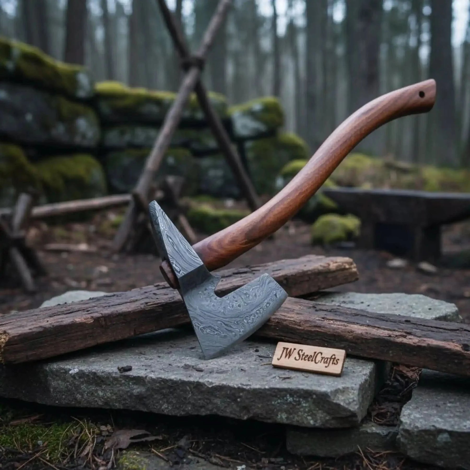 Axe Damascus Steel Axe Viking Axe Hatchet Axe Bearded Axe Tomahawk by JW SteelCrafts, Southern lifestyle apparel detail photo 4