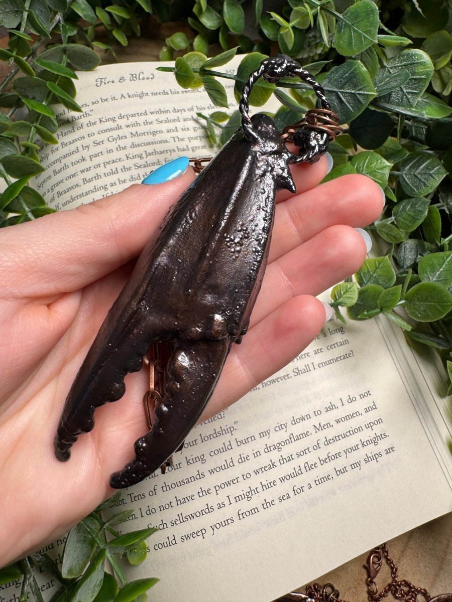 XL Crab Claw, Labradorite, and Grape Agate Necklace detail view by Copper Ashes