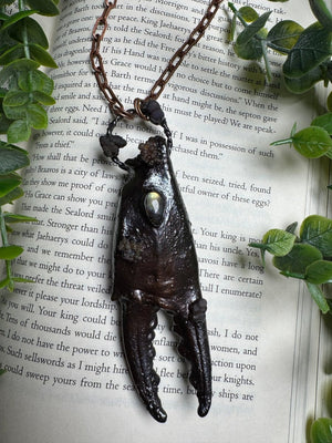 XL Crab Claw, Labradorite, and Grape Agate Necklace detail view by Copper Ashes