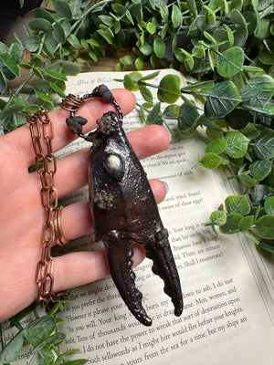 XL Crab Claw, Labradorite, and Grape Agate Necklace detail view by Copper Ashes