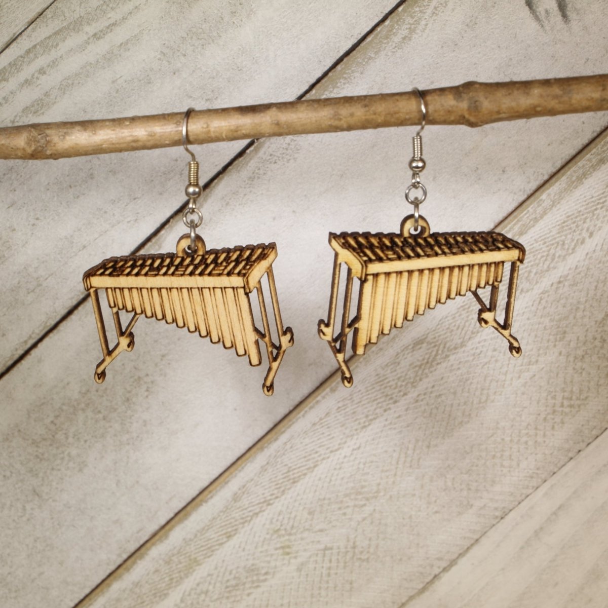 Xylophone Wooden Earrings | Music Instrument Jewelry by Cate's Concepts, LLC, handmade jewelry main product photo