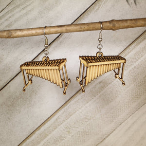 Xylophone Wooden Earrings | Music Instrument Jewelry detail view by Cate's Concepts, LLC
