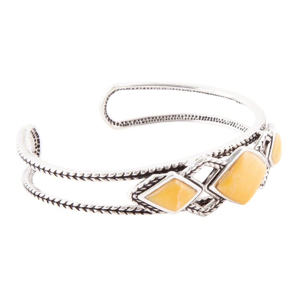 Yellow Agate and Sterling Silver Cuff Bracelet by Barse Jewelry