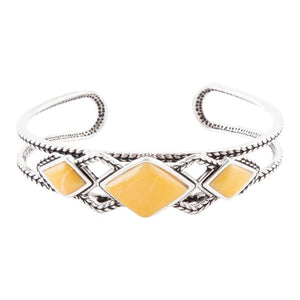 Yellow Agate and Sterling Silver Cuff Bracelet detail view by Barse Jewelry
