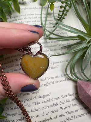 Yellow Aventurine Heart Necklace by Copper Ashes