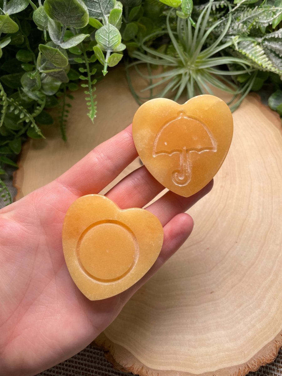 Squid Games Yellow Calcite Dalgona Cookie Heart by Copper Ashes