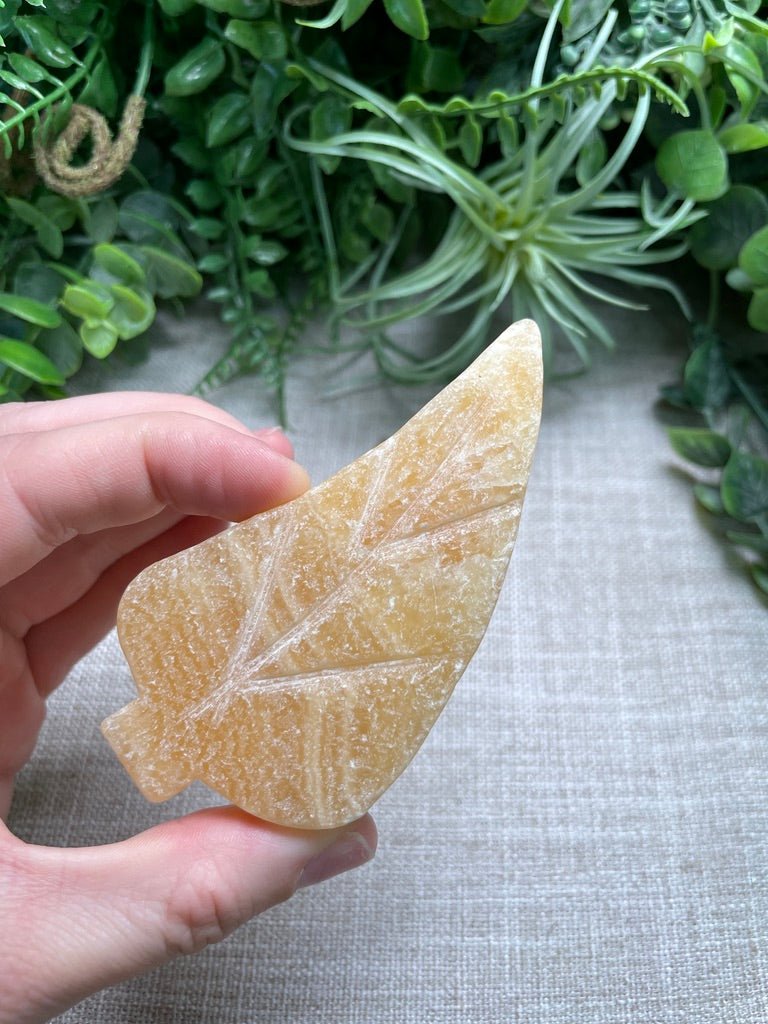 Yellow Calcite Leaf by Copper Ashes
