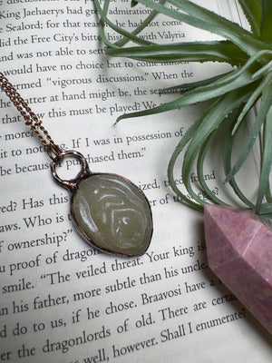 Yellow Calcite Yoni Necklace detail view by Copper Ashes