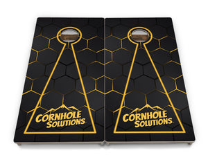 Glow Hole Black Backgound Cornhole Boards - Professional Tournament Series