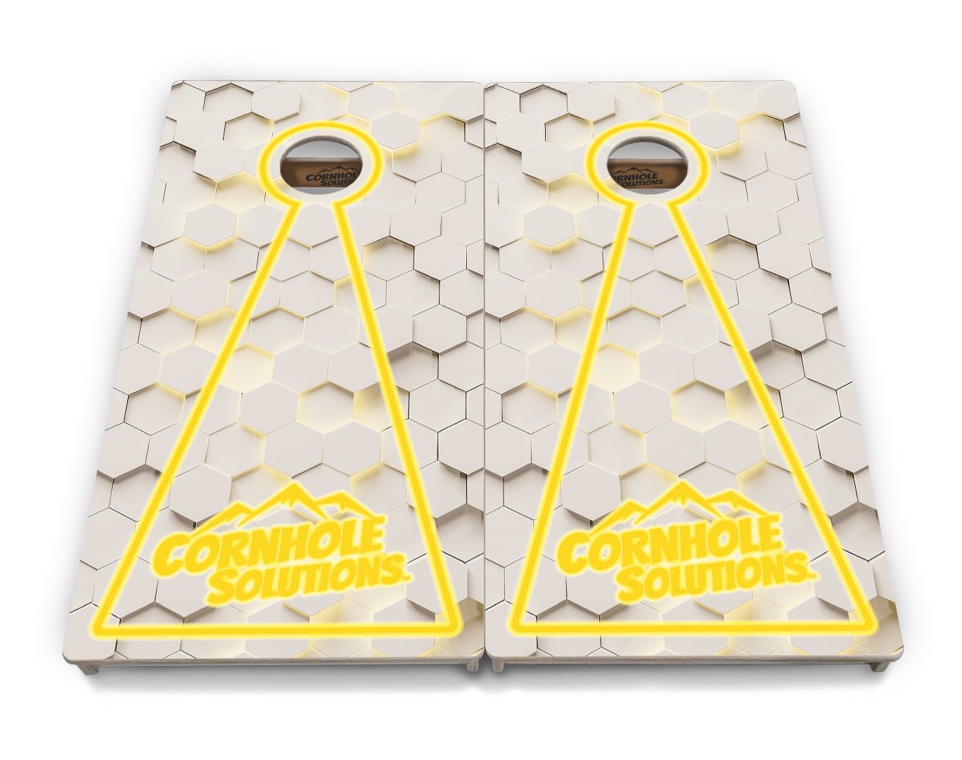 Glow Hole White Background Cornhole Boards - Professional Tournament Series