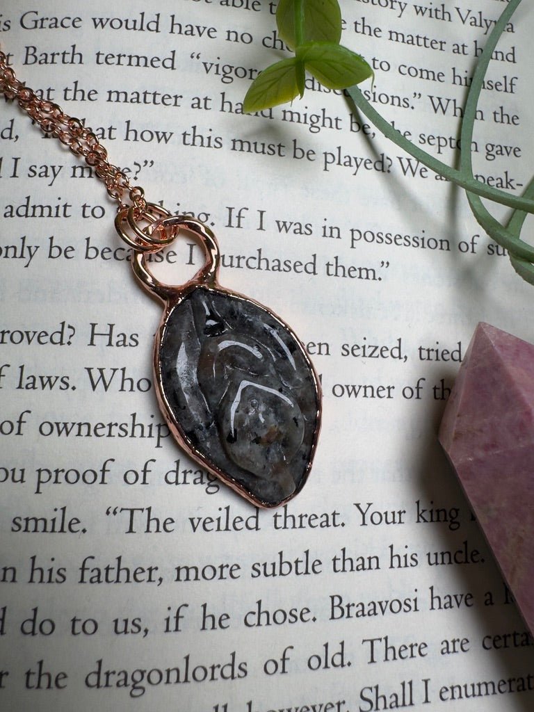 Yooperlite Yoni Necklace detail view by Copper Ashes