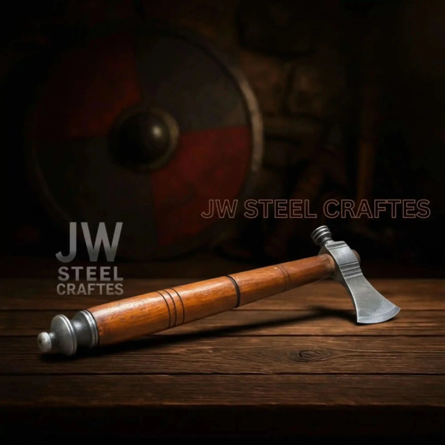 Damascus Pipe Tomahawk Hand Forged Viking Axe by JW SteelCrafts, Southern handmade gift detail photo 5