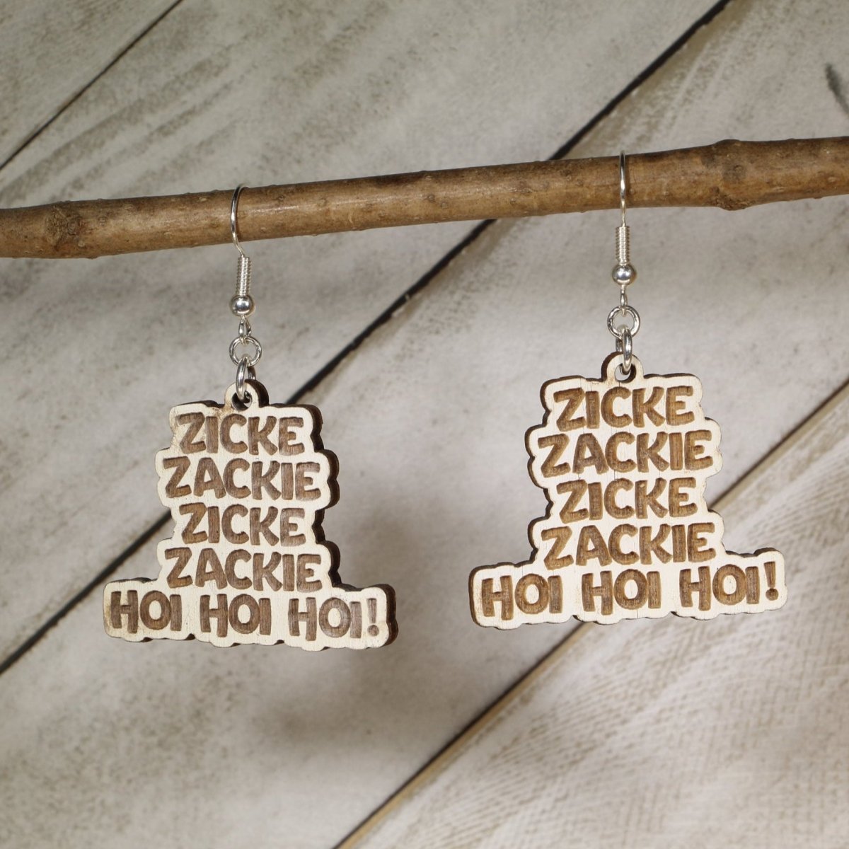 Zicke Zacke Hoi Hoi Hoi Wooden Earrings | Oktoberfest German Beer Fest by Cate's Concepts, LLC, handmade jewelry main product photo