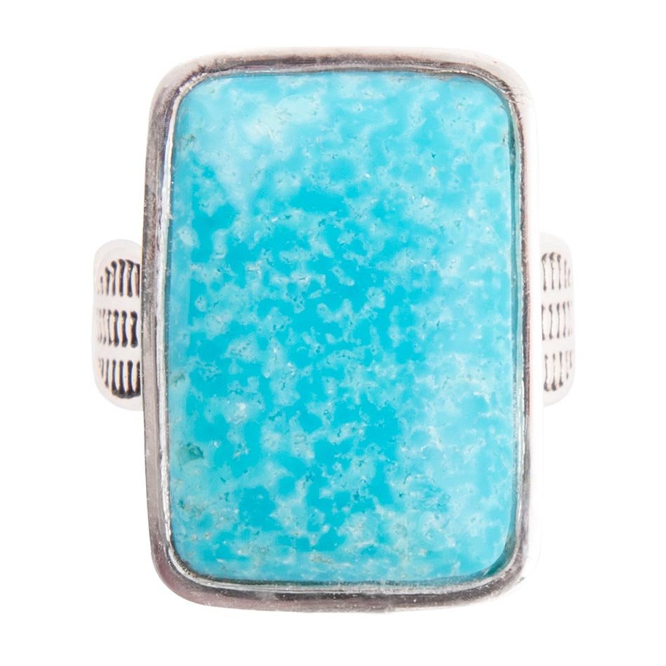 Zion Blue Turquoise and Sterling Silver Ring detail view by Barse Jewelry