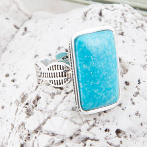 Zion Blue Turquoise and Sterling Silver Ring detail view by Barse Jewelry