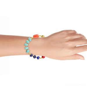 Zion Multi-Color Chunky Stretch Bracelet detail view by Barse Jewelry