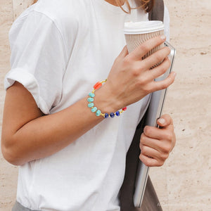 Zion Multi-Color Chunky Stretch Bracelet detail view by Barse Jewelry