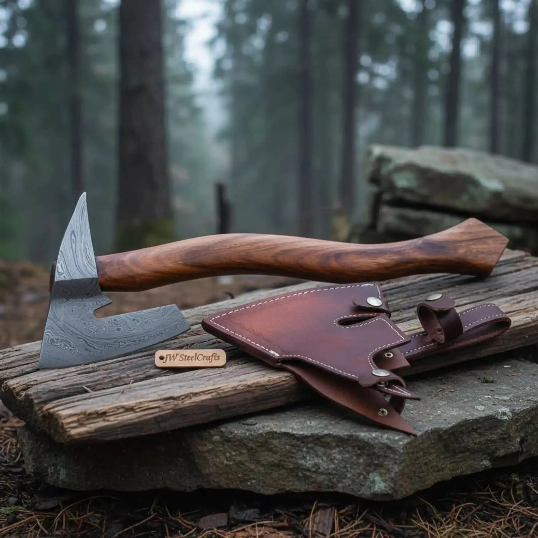 Axe Damascus Steel Axe Viking Axe Hatchet Axe Bearded Axe Tomahawk by JW SteelCrafts, Southern lifestyle apparel detail photo 3