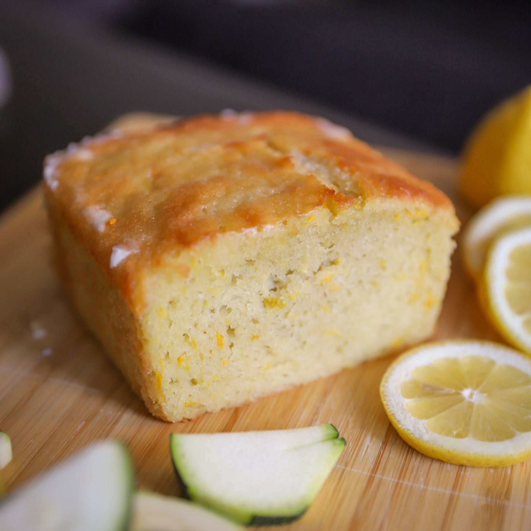 Lemon Glazed Zucchini Bread detail view by Two and a Half Irishmen - Traditional Irish Baking